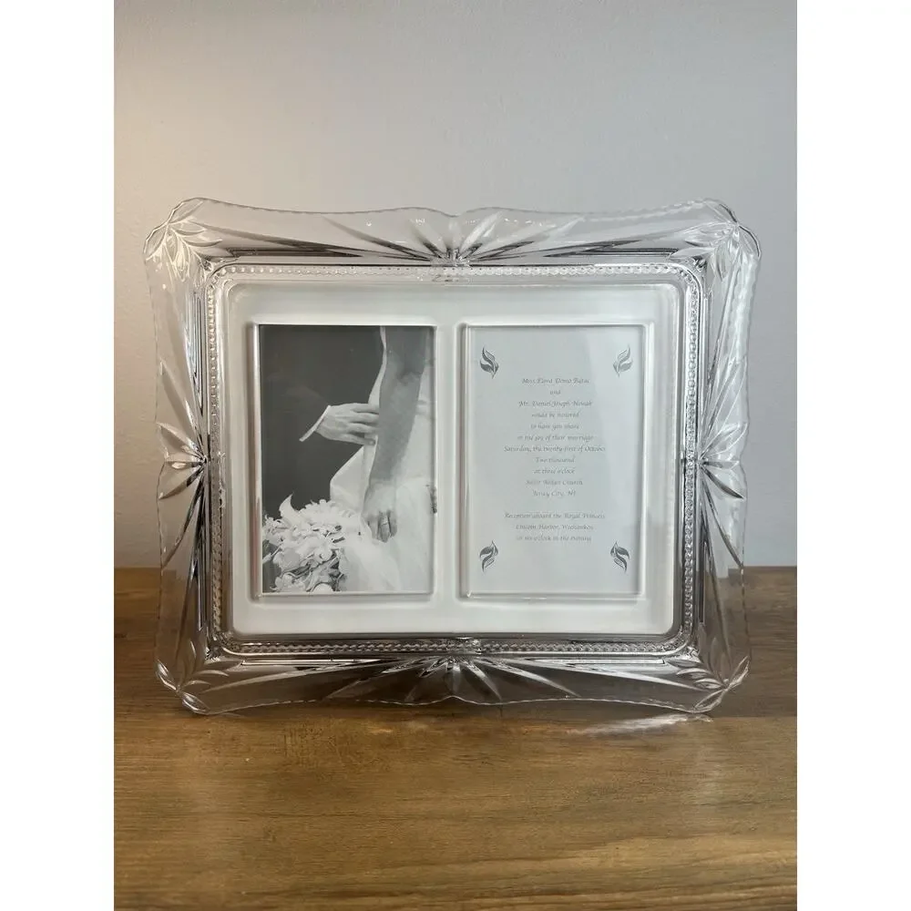 Crystal Double 4x6 Picture Frame Beveled Glass Wedding Gift 12x10